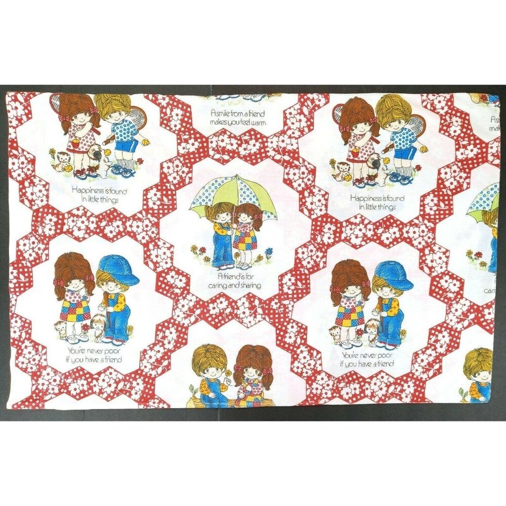 Vintage Gentle Treasures Pillowcase Standard Size 1976 Boy Girl Friendship Bibb